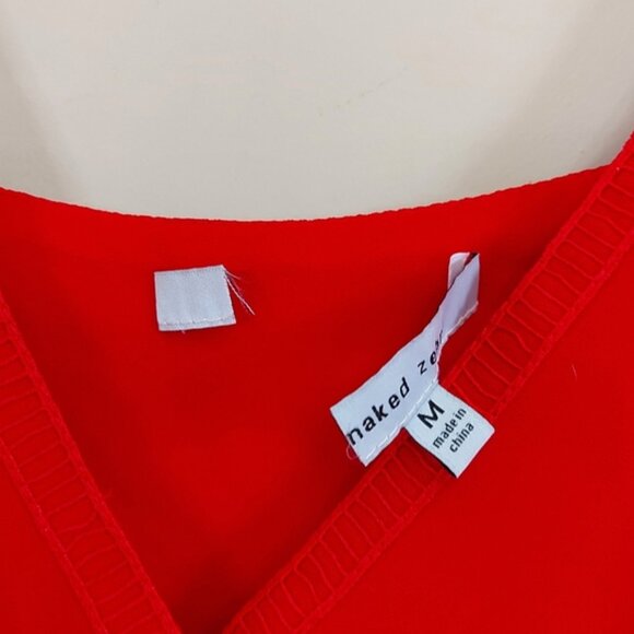 Naked Zebra red spaghetti strap wrap top size medium - Picture 4 of 6